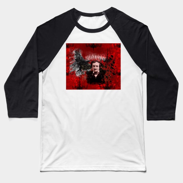 Poe Nevermore Baseball T-Shirt by incarnations